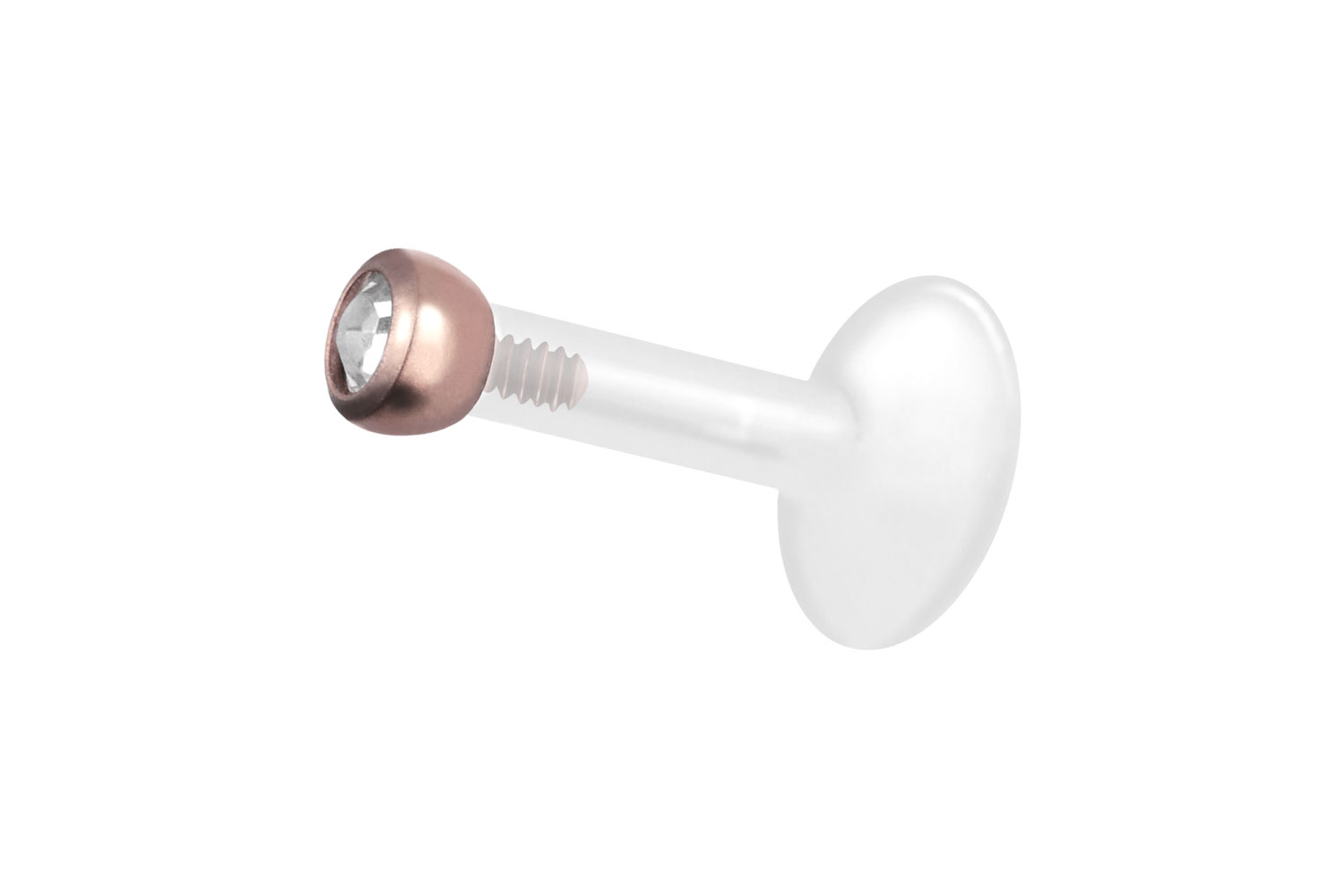 PTFE Labret Piercing mit Innengewinde + Titan-Aufsatz KRISTALL